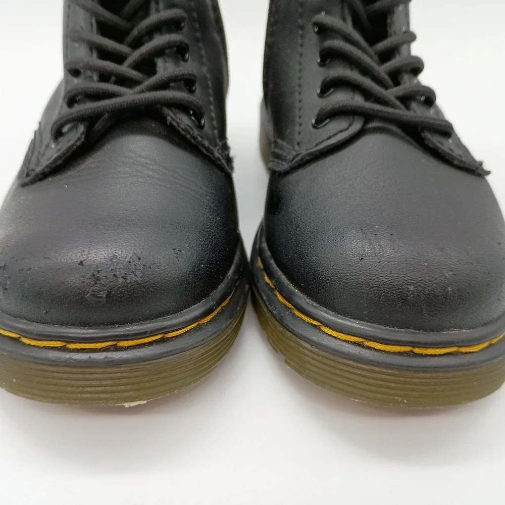 Dr. Martens 1460 T Toddler Boots Black Leather‎ Lace Up Side Zip Size 8 US Kids